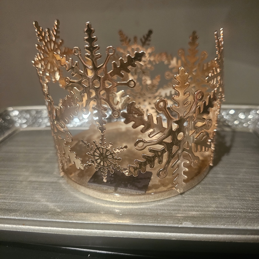 Gold Bath & Body Works Snowflake 3 Wick Candle Holder